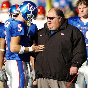 Mark Mangino talks to Todd Reesing