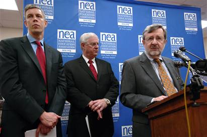 Rep Dave Obey with Arne Duncan and Dennis Van Roekel