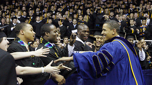 Obama shows support to college graduates